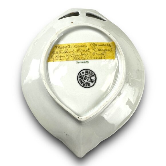 Antique German Porcelain Gravy Boat & Underplate Hand-Painted Floral Design Gold - Picture 7 of 13